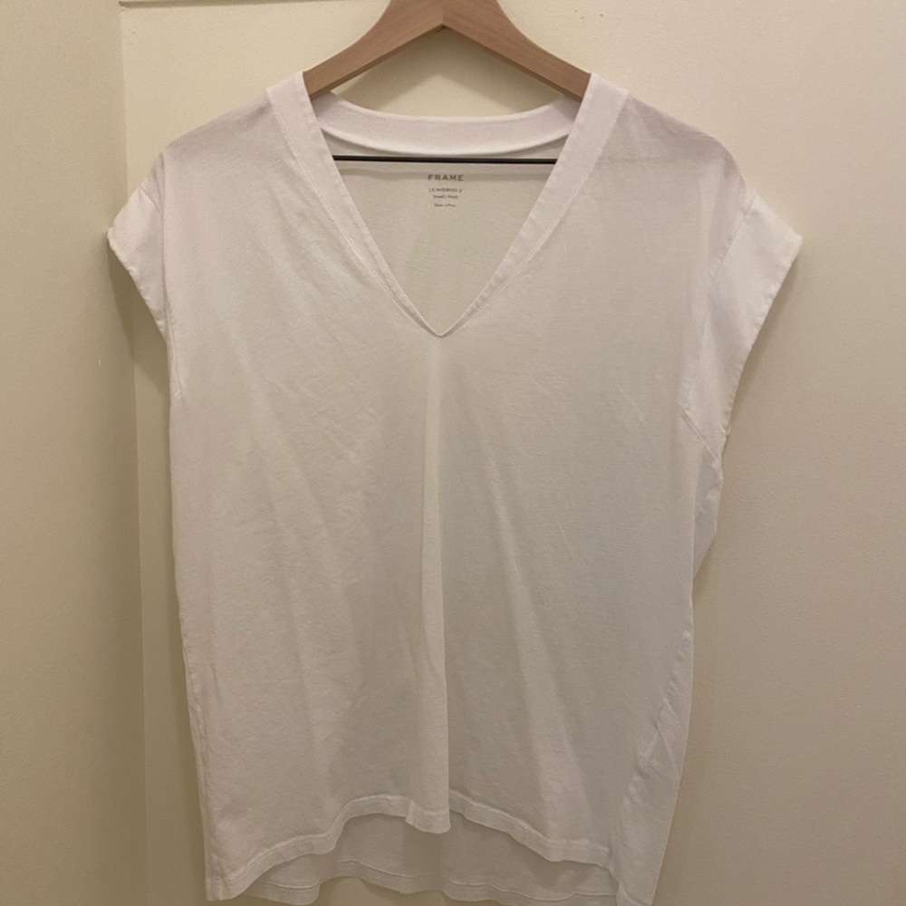 Frame Denim Women's White V-Neck Top